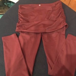 Prana full length yoga pants with attached skirt